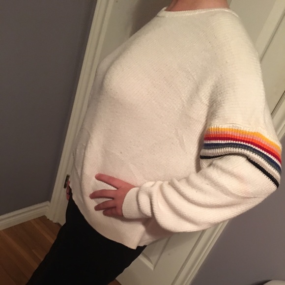Knitted white sweater with rainbow accents - Picture 1 of 2